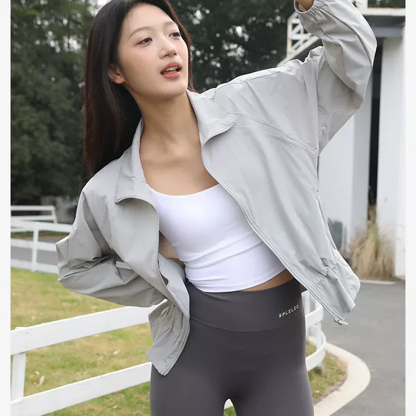 Hot-Selling Stand-Up Collar Sun Protection Clothing with Drawstring Waist, Short Style, Lightweight, Breathable, Cool-Feeling, Casual Outdoor Sun Protection Shirt