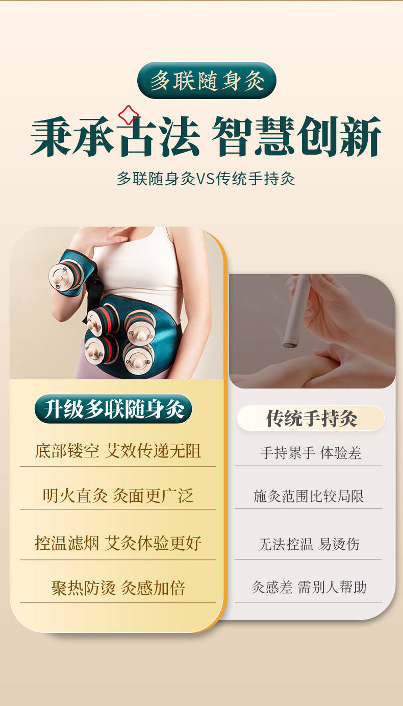 Moxibustion Box Portable Ai Jiu Wooden Moxa Burner for Abdomen Waist Home Use Smokeless Pack key features