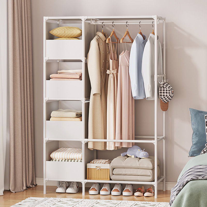 Simple coat rack for home bedroom floor-standing clothes rack dormitory storage storage wardrobe simple modern assembled wardrobe