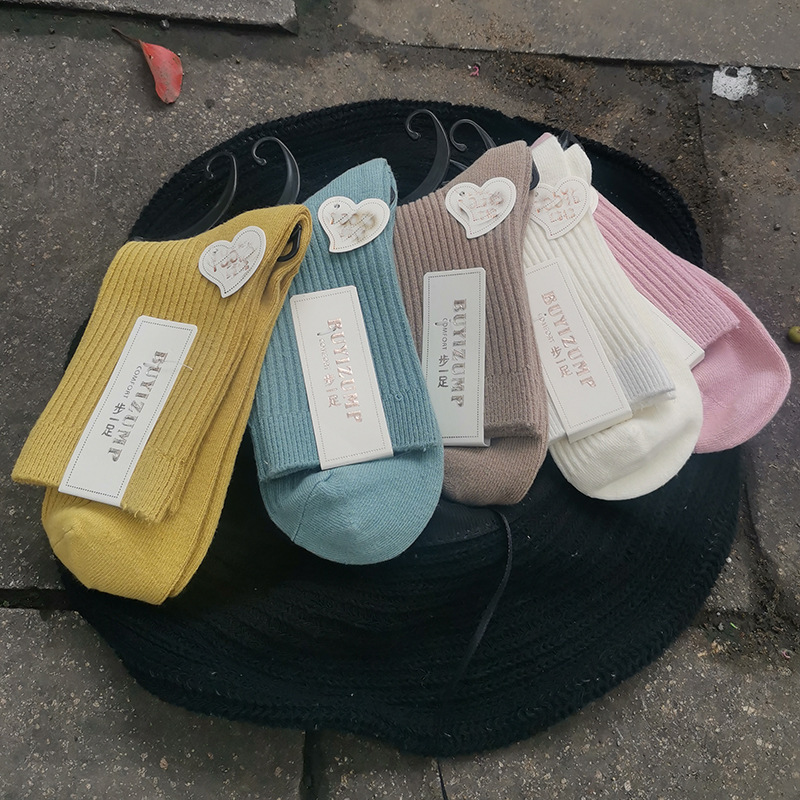 Xiangxiang Socks for Women Spring & Fall New Double-Needle Pure Color Mid-High Socks Candy-Colored Cotton Socks Casual Wholesale Autumn and Winter Styles Xiangxiang Socks for Women Spring & Fall New Double-Needle Pure Color Mid-High Socks Candy-Colored Cotton Socks Casual Wholesale Autumn and Winter Styles
