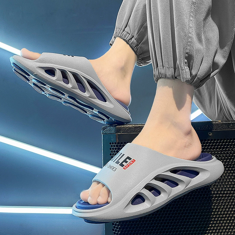 Мужские летние шлепанцы, дышащие, нескользящие, против запаха, пляжная верхняя одежда, сандалии, уличная пляжная обувь на мягкой подошве.