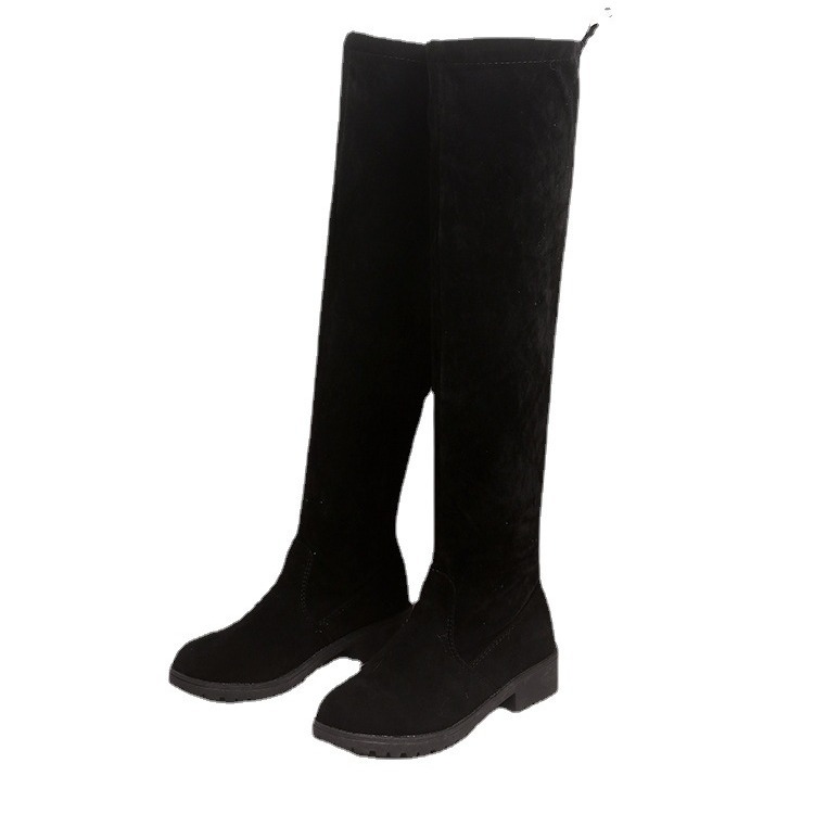 2023 de Invierno nuevas botas altas de Las Mujeres botas Planas ocultas aumento de la altura botas largas botas finas micro elástico sobre la rodilla botas largas