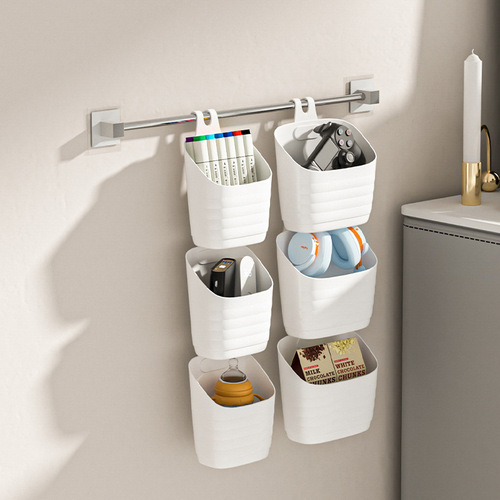Kitchen small hanging basket bathroom rack can be hung bathroom wall hanging plastic hanging ginger garlic onion storage basket artifact