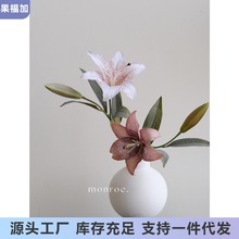 百合 仿真花裸粉色胡桃色假花摆设摆件装饰美式酒店房间摄影艺术