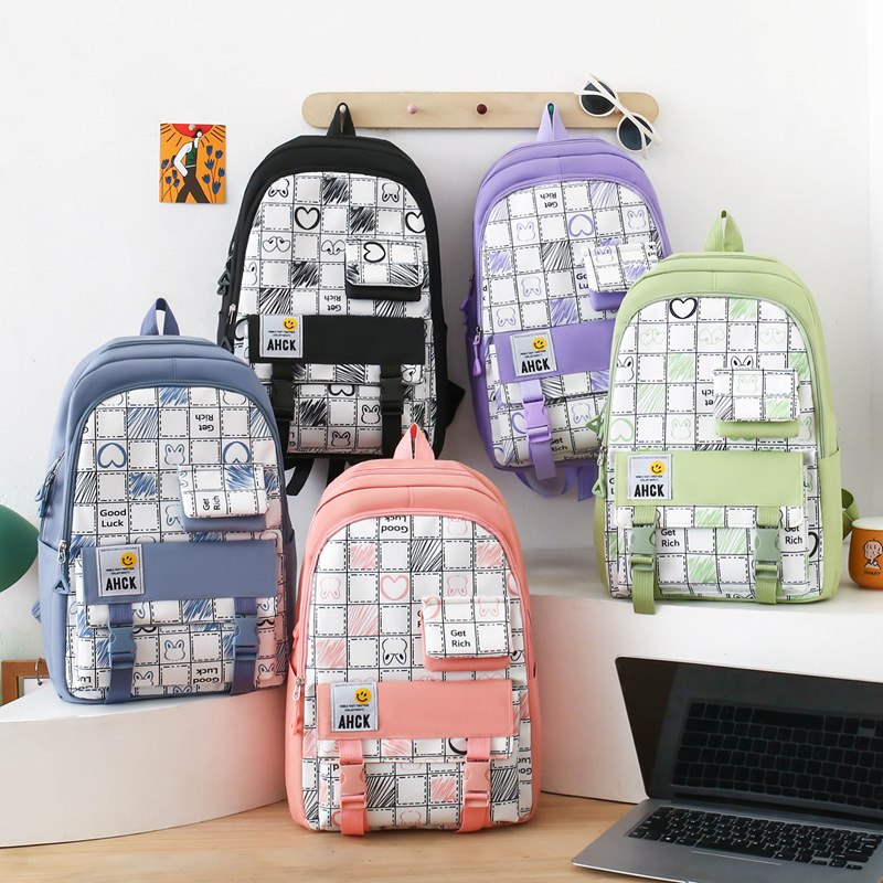 Kids Backpacks New Backpack Trend Junior High School Students Four Piece Schoolbag Large Capacity Computer Bag Backpack_voghion.com