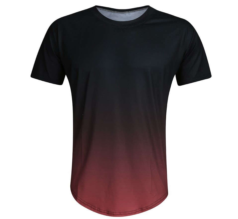 Primavera comercio exterior transfronterizo nuevos hombres europeos y americanos ocio deportes moda 3D degradado manga corta cuello redondo camiseta hombres