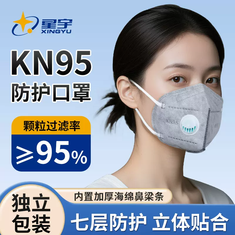 防尘口罩防工业粉尘防甲醛专用kn95活性炭带呼吸阀口罩正品星宇