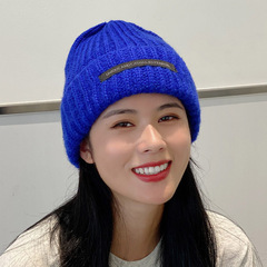 Winter and Spring New Long Label Alphabet Knitted Hat Korean Style Fashion Large Brim Wool Hat Versatile Slim Face Hat Warm Hat