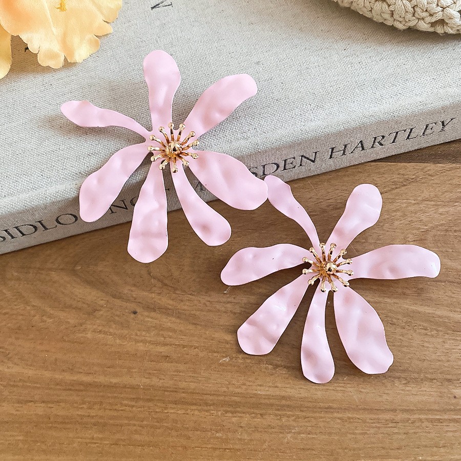 Aguja de plata Corea del Sur diamante Opal flor pendientes diseño fresco Rosa pendientes moda pendientes dulces al por mayor
