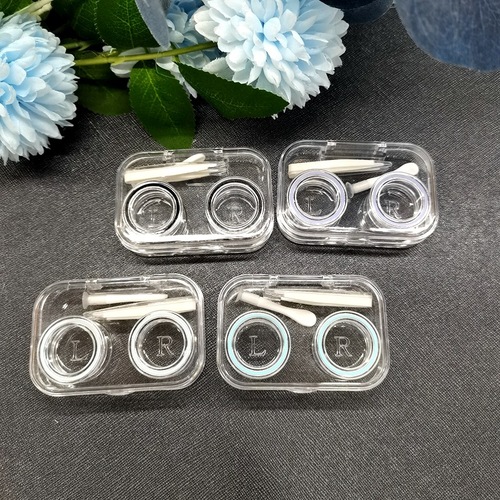 Fully transparent all-in-one contact lens box with anti-leakage ring, contact lens box without twisting lid, companion box, stable supply