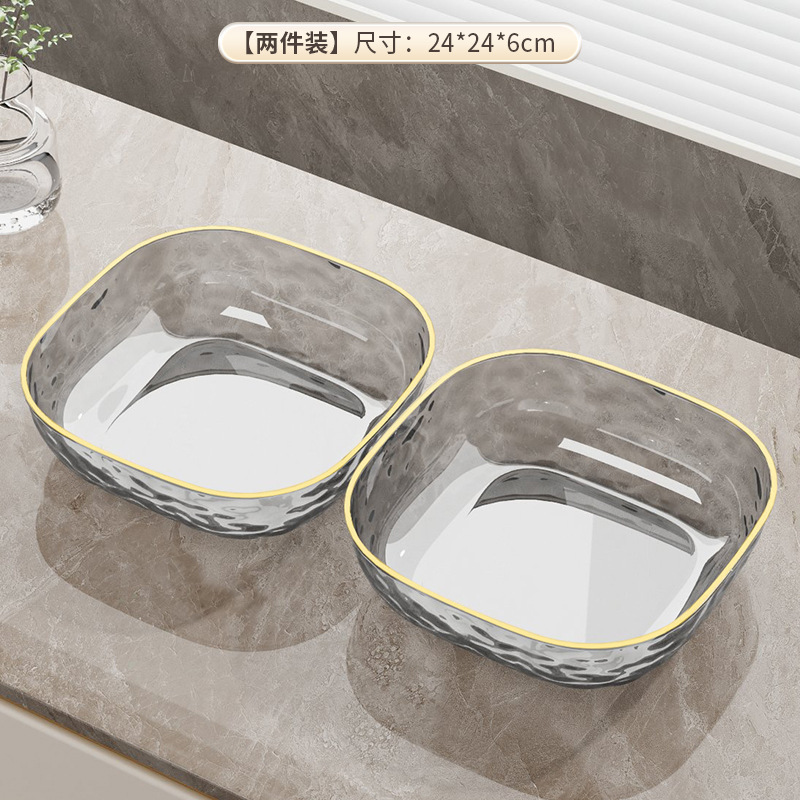 水波模様のフルーツプレート、リビングルームのコーヒーテーブル用、軽食やスナックプレート、透明で金縁の高級感のある大容量キャンディプレート、軽やかな高級感|undefined