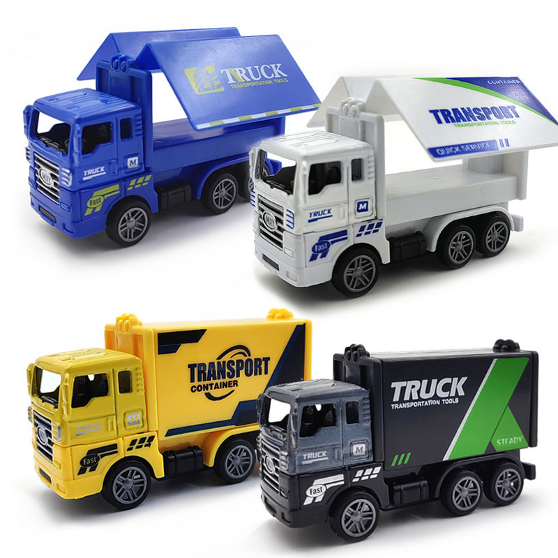 Alloy express car door back force truck simulation model logistics transport vehicle children's toy key chain pendant