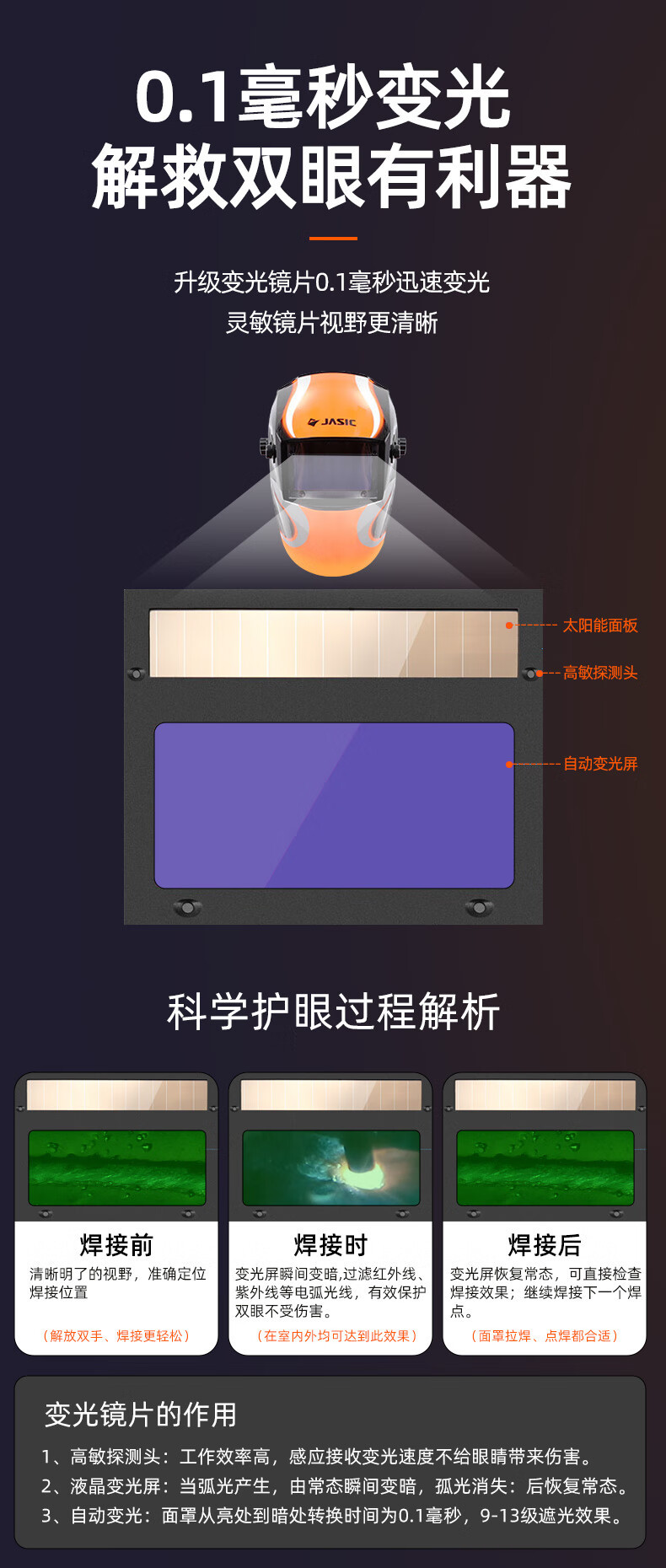 Christie's welding cap head-worn welder's special automatic dimming mask argon arc welding helmet full face mask anti-baking large