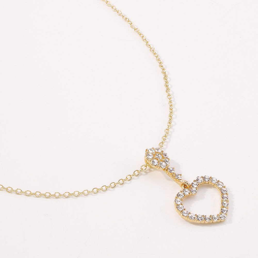 Retro geometric heart diamond necklacepicture9
