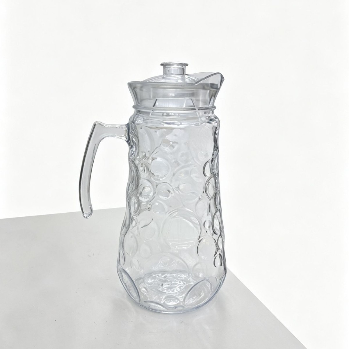 Fábrica directa de agua corrugada de vidrio fría jarro de jugo jarro de agua vertical jarro de boca de pato de gran capacidad