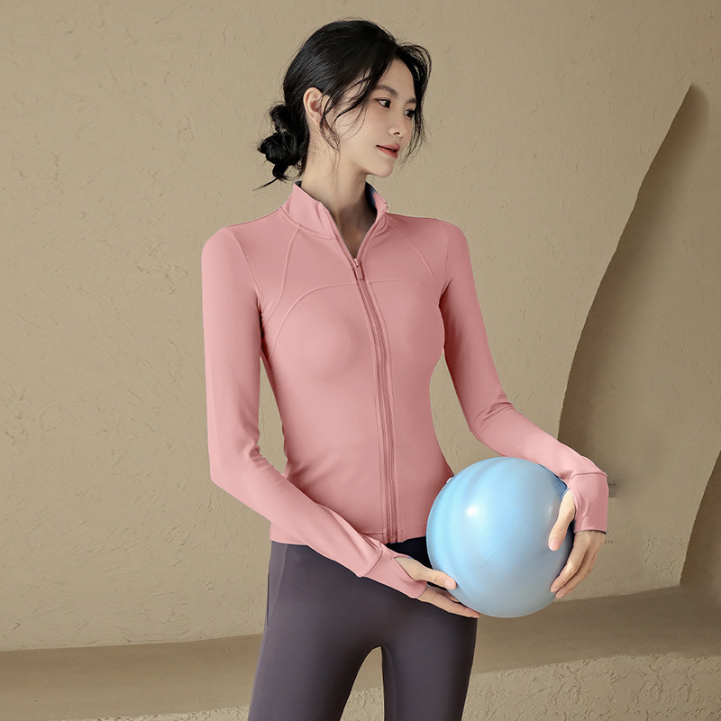 Slim Stand-up Collar Quick-drying Jacket Women's Yoga Clothes Tops Blue Fitness Clothes Women_desvips.com