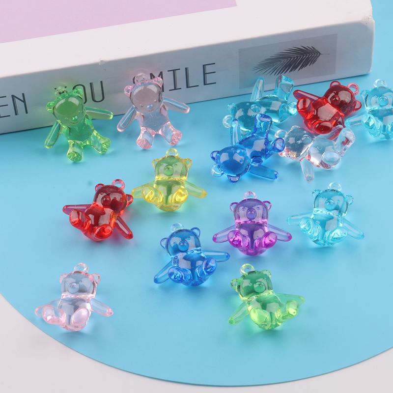 游乐园抓机仿水晶透明彩珠亚克力钻宝石儿童串珠玩具卡通动物造型