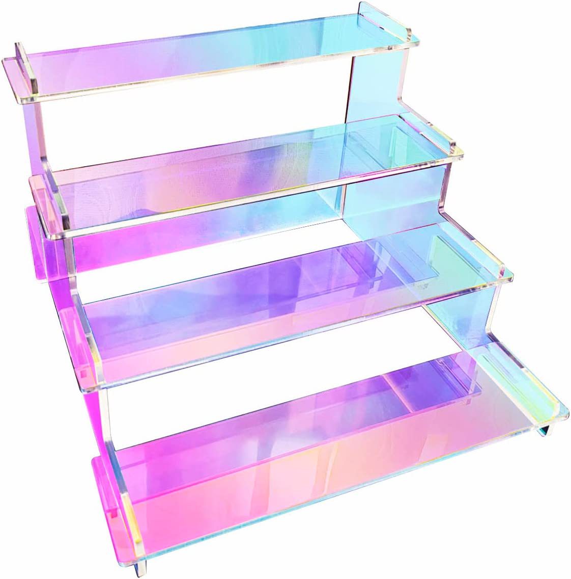 Amazon Transparent Acrylic 4-layer Colorful Ladder Rack Cosmetics Perfume Doll Cake Display Rack