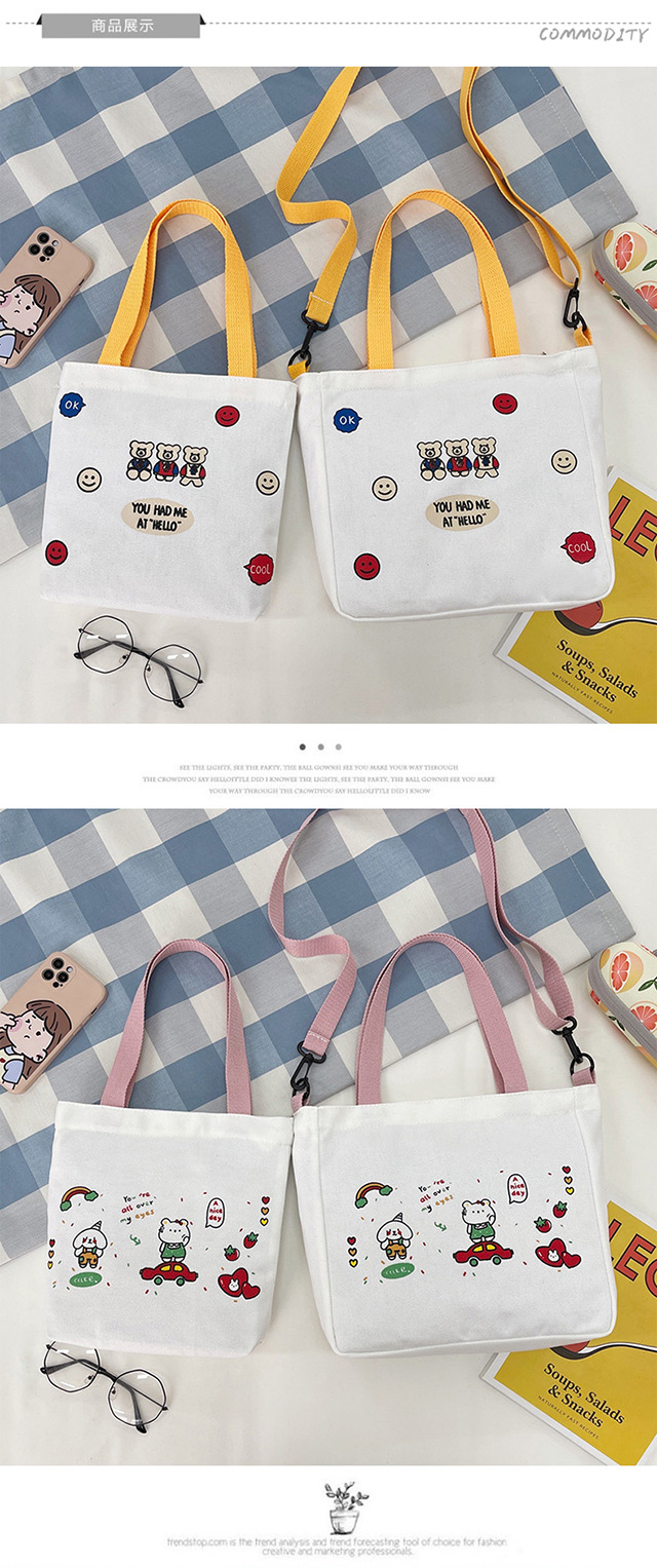 Small canvas bag, Japanese-style Instagram bag, student shoulder bag, Korean-style small, cute and artistic hand-held bag undefined