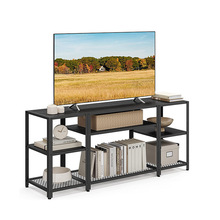 插排电视机带开放式储物架客厅卧室电视支架简约电视柜深棕色板材