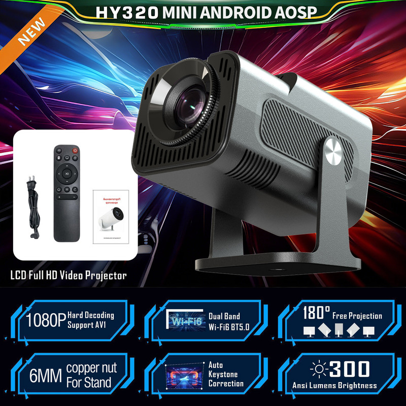 Cross-Border Original Hy320 Mini Android 11 High Brightness Ptz Projector Home Bedroom Smart Portable