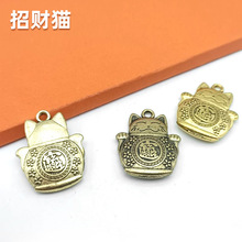 仿铜可爱猫钥匙扣招财猫挂件古法合金珐琅彩镂空可爱猫吊坠钥匙扣