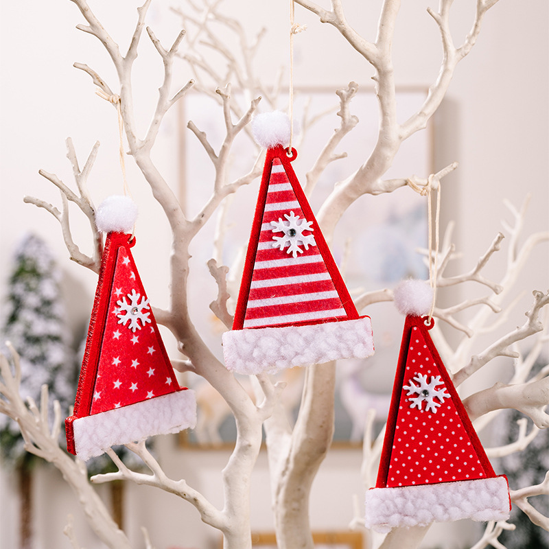 christmas Decoration Pendant Christmas Hat Small Pendant Boots Gloves Crutch Christmas Tree Hanging Ornaments_voghion.com