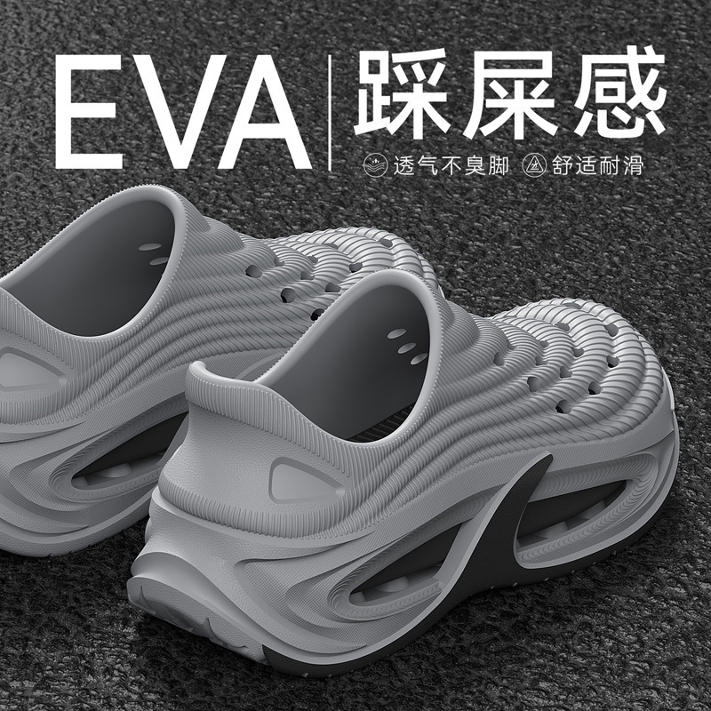 One-piece thick-soled closed-toe clogs, non-slip, wear-resistant, breathable, versatile for commuting, with covered heel, trendy shoes for outdoor travel