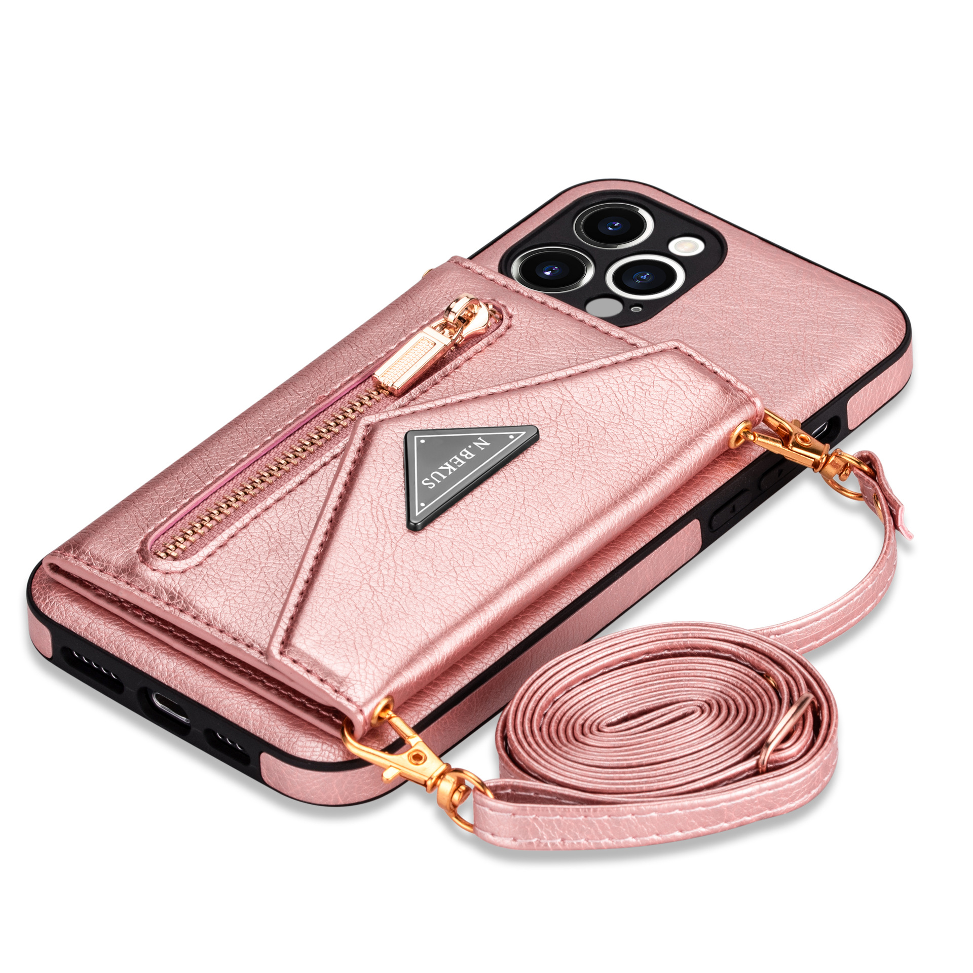 Suitable for Apple Promax 13 Side Stick Card Insert 12 11 Zipper Crossbody Hanging Rope Phone Case_voghion.com
