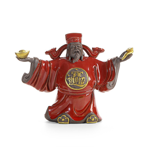 Chinese God of Wealth Ceramic Figurine for Home Living Room Entrance Office Attracting Wealth Worship Buddha Opening Business Gift Wholesale