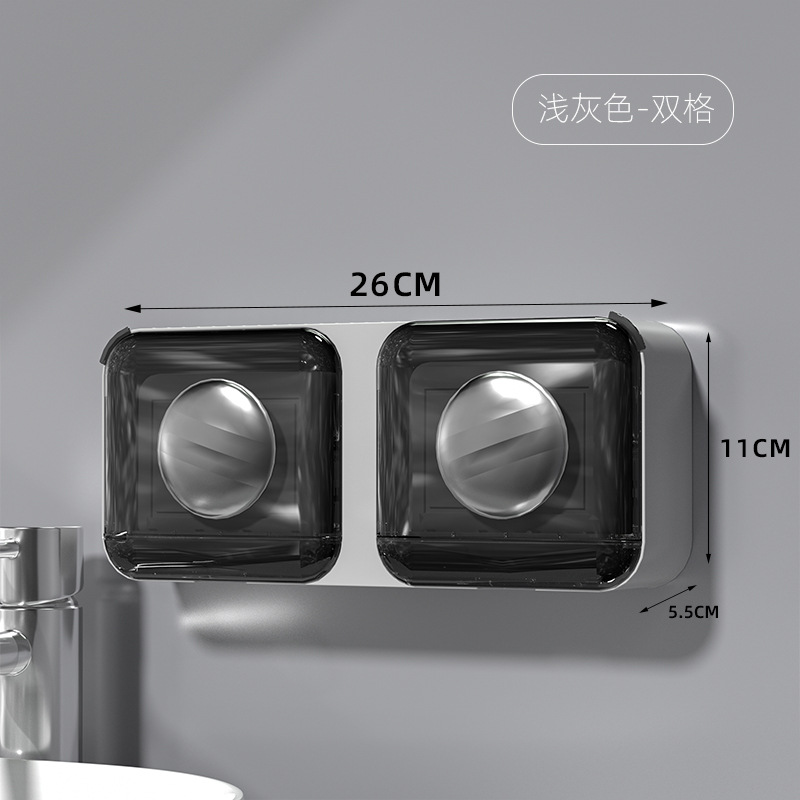 Caja de jabón de lujo ligero estante de almacenamiento de alta gama para el hogar caja de jabón de baño con tapa sin perforar drenaje montado en la pared