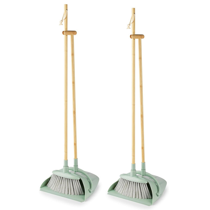 Cross-border bamboo foldable household long bucket brush windproof plastic garbage bucket bathroom dustpan bucket garbage shovel
