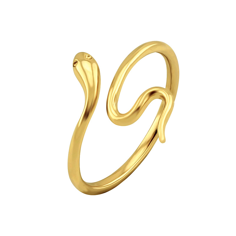 European And American 18k Copper Ring Fashion Personality Hip Hop Light Luxury Snake-shaped Open Ring display picture 1