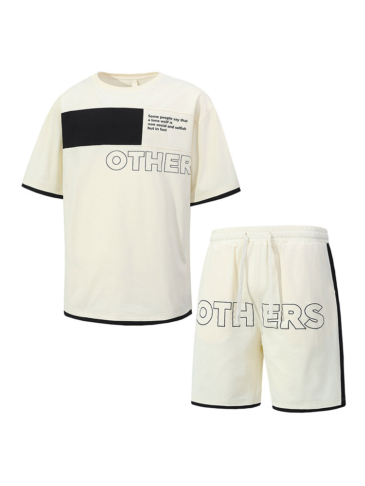 2025 nuevo estilo casual a juego de color manga corta cuello redondo camiseta pantalones cortos traje adolescente casual de dos piezas deportes y ocio