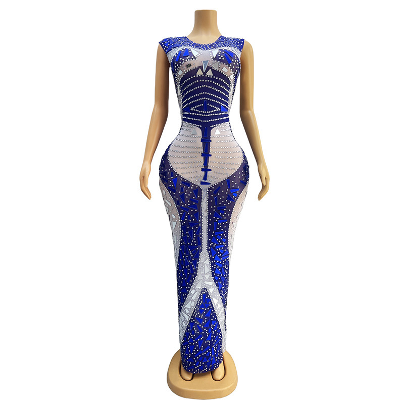 Birthday Clothing Diamond Performance Clothing Accessible Luxury Ethnic Style Dress Cocktail Evening Party Sexy Slim Formal Jumpsuit