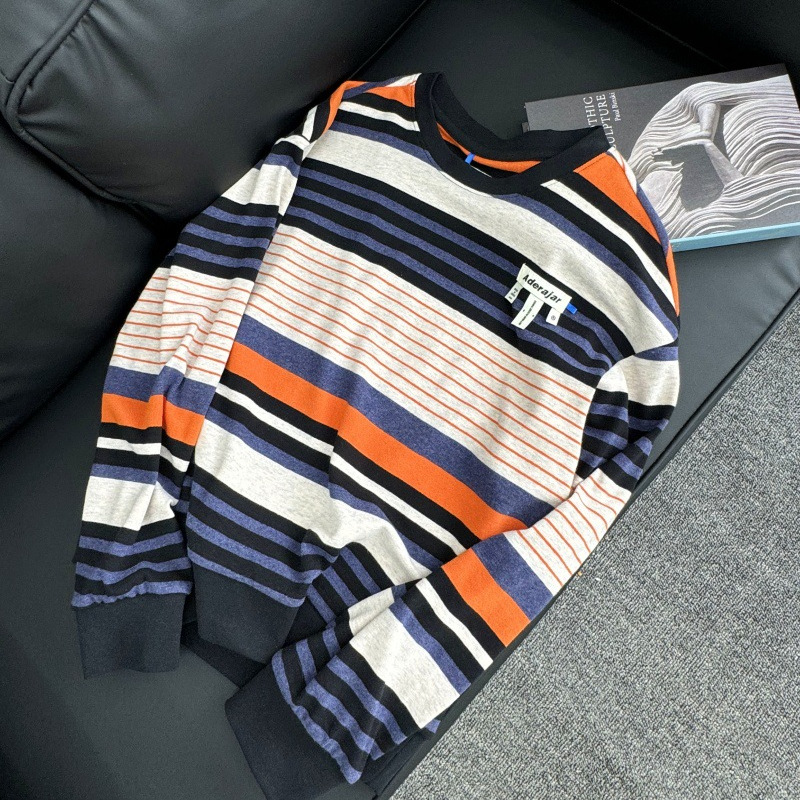 Spring and Autumn New Striped Long Sleeve T-Shirt Women's Ader Men's and Women's Couple Loose Casual Sweater Lazy Slim Top Trendy