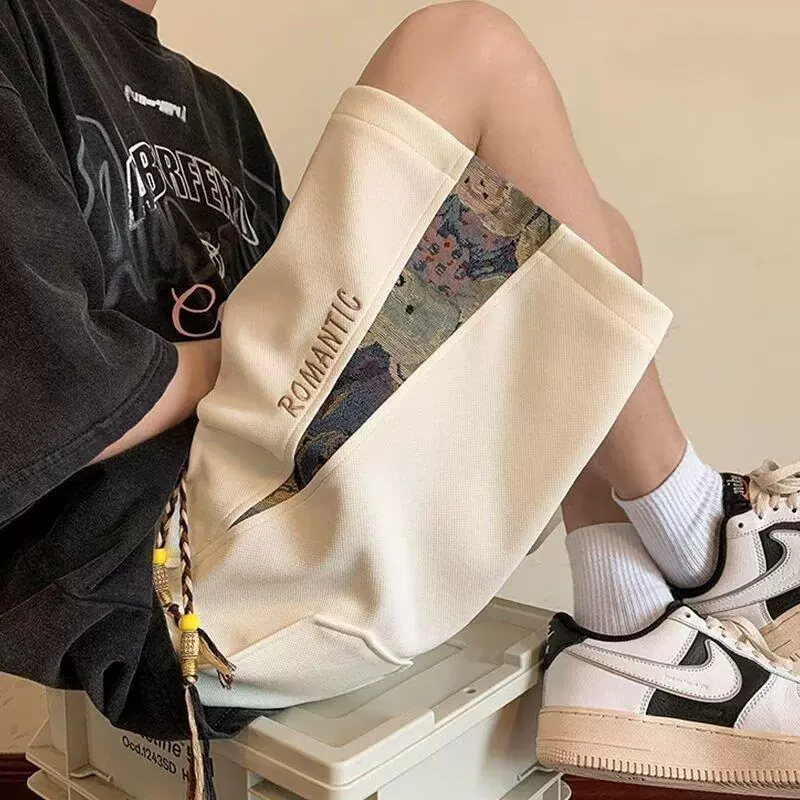 Мужские летние модные свободные повседневные спортивные шорты средней длины больших размеров в американском стиле, мужские брюки с пятью точками