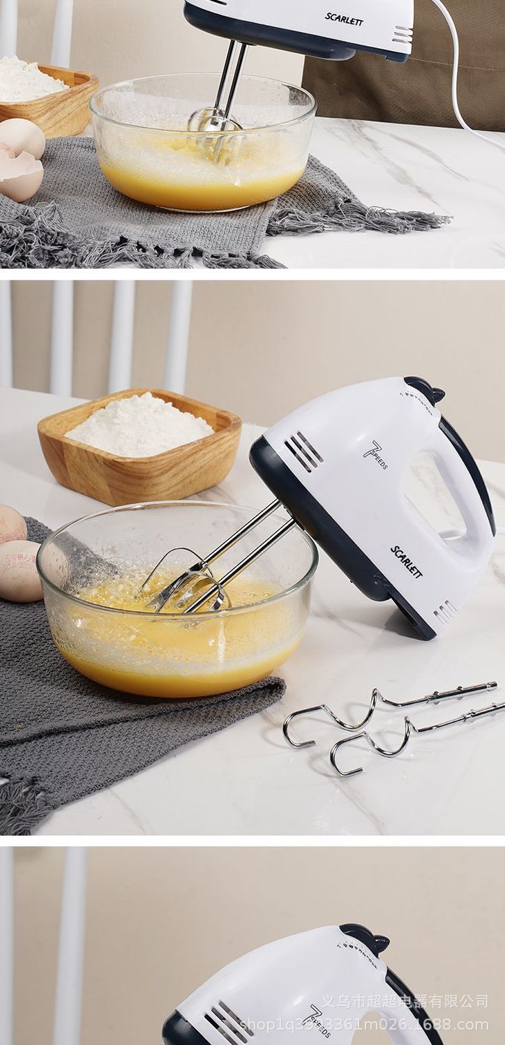 Grenzüberschreitender elektrischer Handrührer und Knethaken Rührstab Sahne Eiweiß Edelstahl Mixer Knetmaschine Handmixer