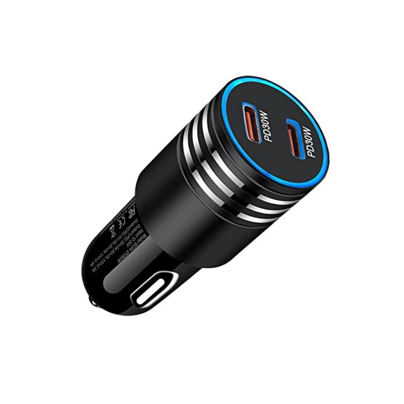 60W двухпортовое автомобильное зарядное PD+PD, быстрая зарядка 60W, новое 60W двухпортовое зарядное с двумя TYPE-C портами