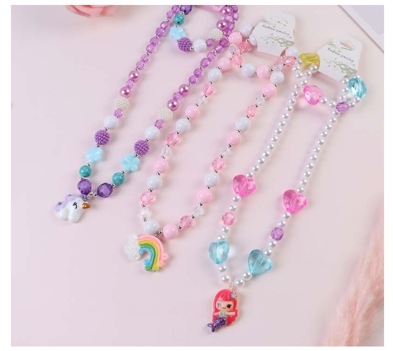 Fashion Unicorn Necklace Set Mermaid Jewelry 2-piece Set display picture 13