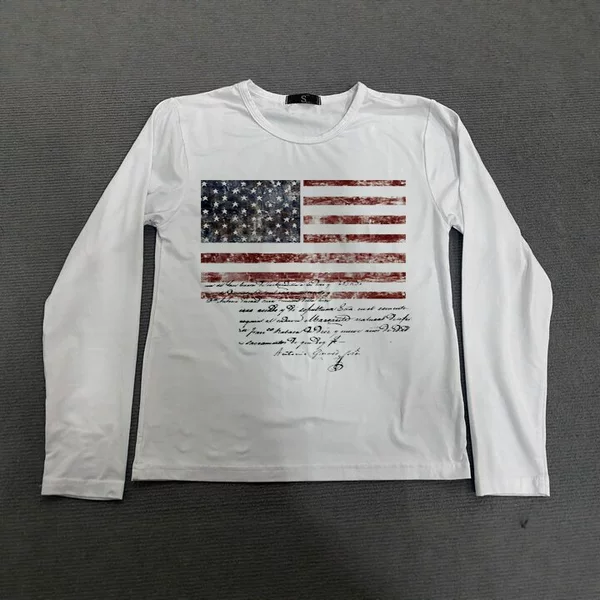 European and American Ins Cross-Border Stylish Punk Printed Round Neck Sweatshirt Long-Sleeved Pullover T-Shirt Bottoming Shirt Retro Wear Y2K
