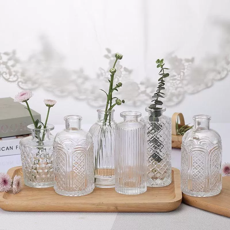 Безопасная ароматерапевтическая ваза для цветов, доступная роскошь, ретро миниатюрная стеклянная ваза для сухоцветов, маленький горшок для цветов, декор для рабочего стола