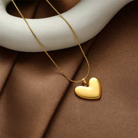 现货跨境爆款心形不锈钢项链女百搭高级感不掉色桃心项链钛钢吊坠