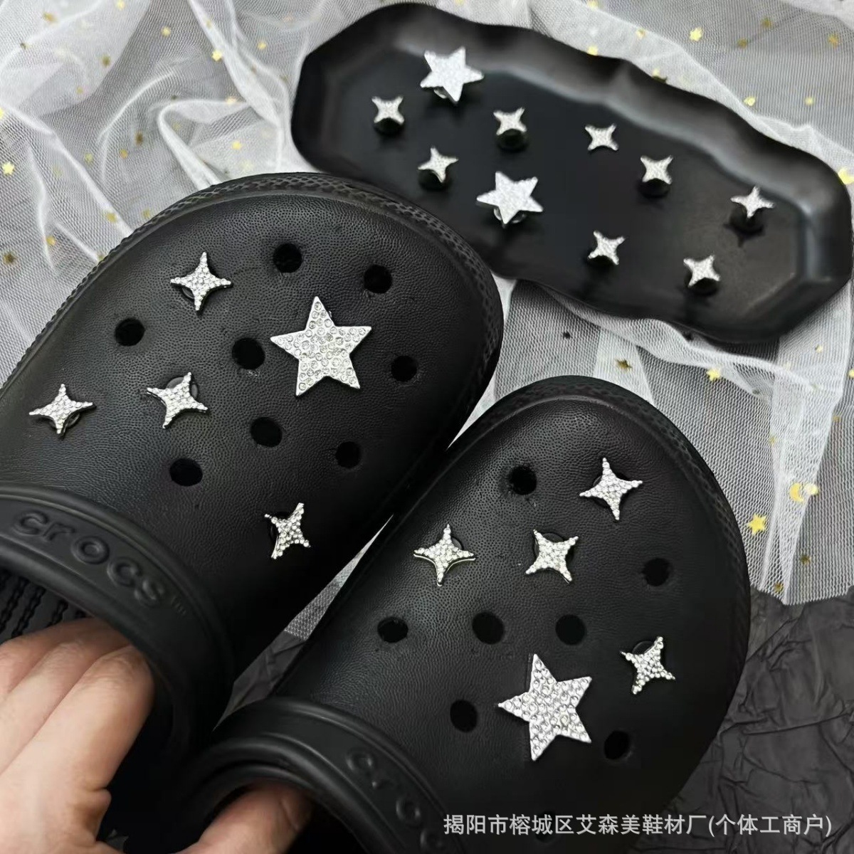 Estrellas plateadas ajuste agujero agujero perdido zapatos decorativos accesorios DIY extraíbles accesorios de flores hebillas de zapatos accesorios tridimensionales