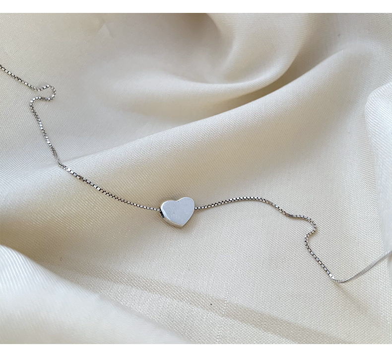 Plating Design 925 Sterling Silver Box Chain Plating Heart Shape Necklace