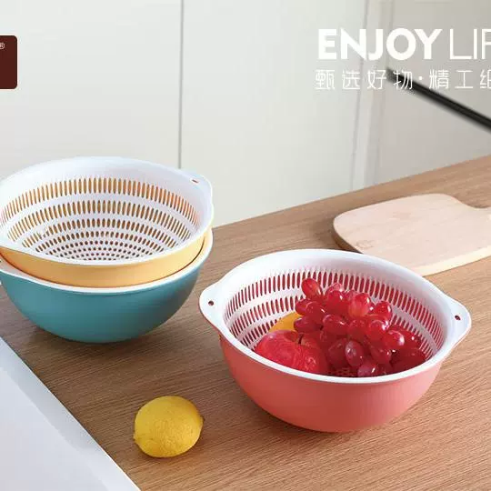 批发健安洗菜盆沥水篮厨房双层洗菜篮滤水洗水果神器淘菜盆水果盘