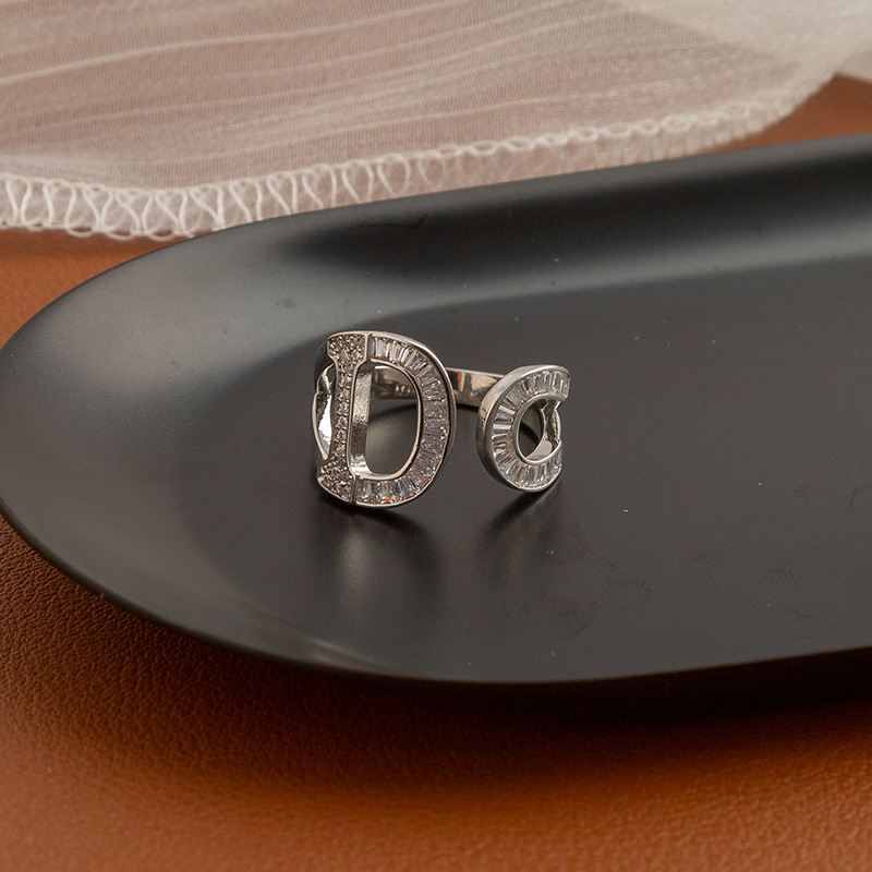 Fashionable ring with stone with zircon, light luxury style