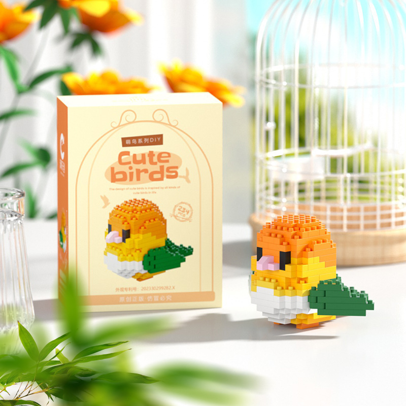 Pajaros compatibles, loros, bloques de construcción altos, flores, flores, ramas, flores, animales, decoraciones, juguetes inteligentes para niños, cabinas de mujeres