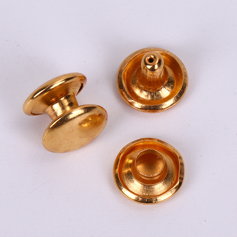Remaches metálicos de imitación oro de doble cara, correas para bolsos, accesorios para cinchas, botones a presión, botones para ropa y bolsos de cuero, tachuelas redondas.