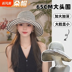 2025新型春夏韓版百合日焼け止め帽子海辺旅行休暇折り畳み可能な大きなつばuvストライプ漁師帽